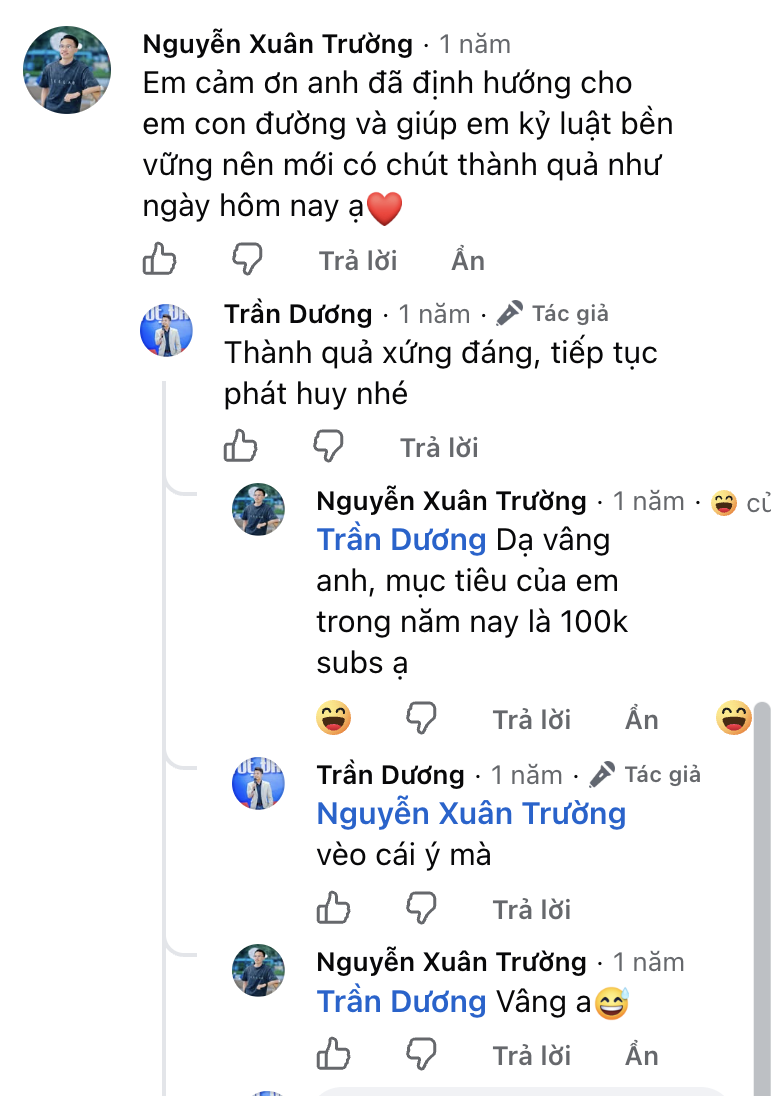 Bình luận YouTube tri ân thầy Trần Dương định hướng tầm nhìn